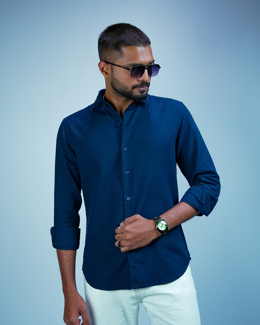 Navy Blue Sestet slim fit Shirt for Men