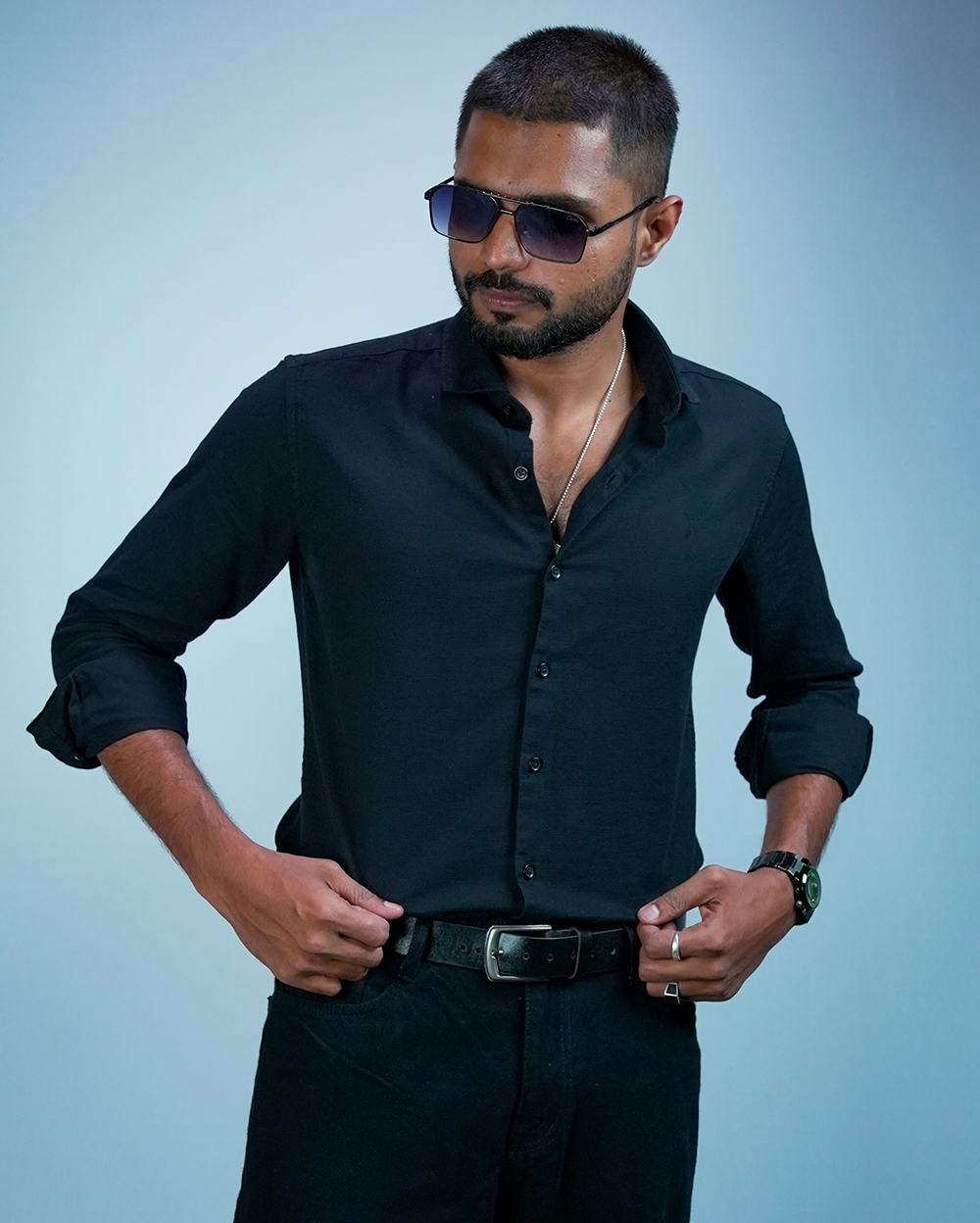 Black Sestet slim fit Shirt for Men