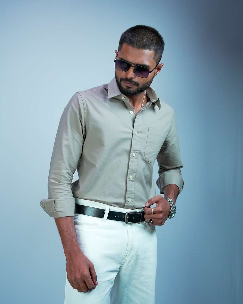 Light Taupe Cotton Shirt for Men/Regular fit full Sleeve Plain Casual shirt