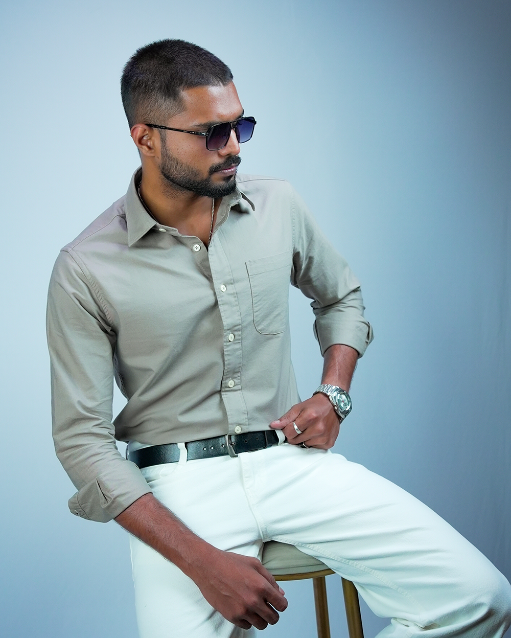 Light Taupe Cotton Shirt for Men/Regular fit full Sleeve Plain Casual shirt