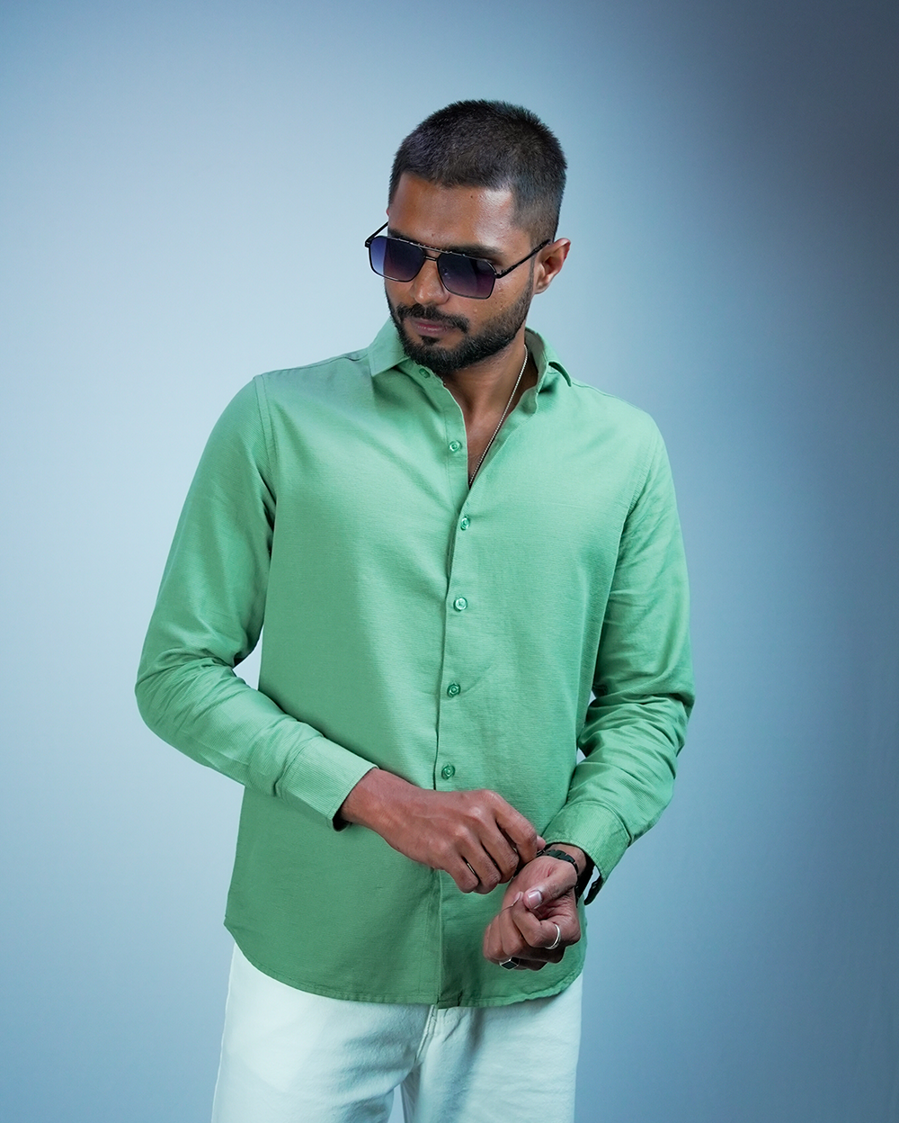 Green Sestet slim fit Shirt for Men