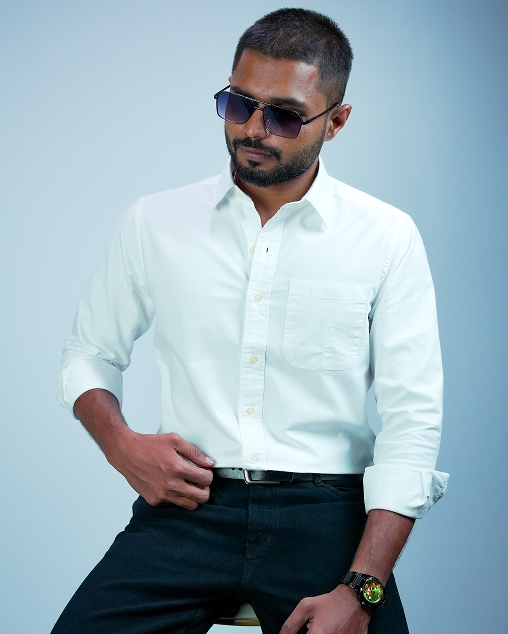 White Cotton Shirt for Men/Regular fit full Sleeve Plain Casual shirt