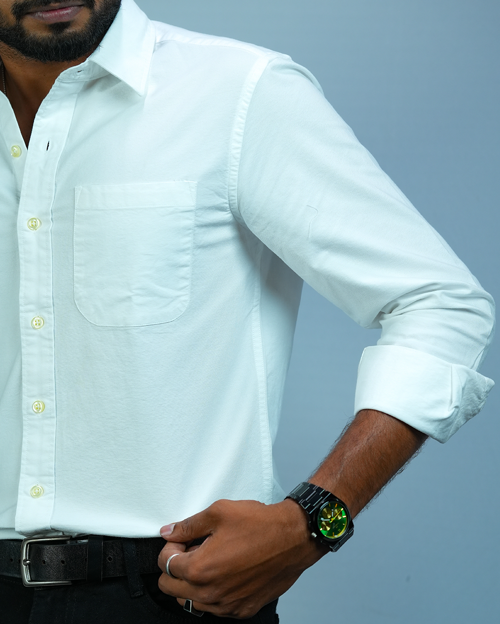 White Cotton Shirt for Men/Regular fit full Sleeve Plain Casual shirt