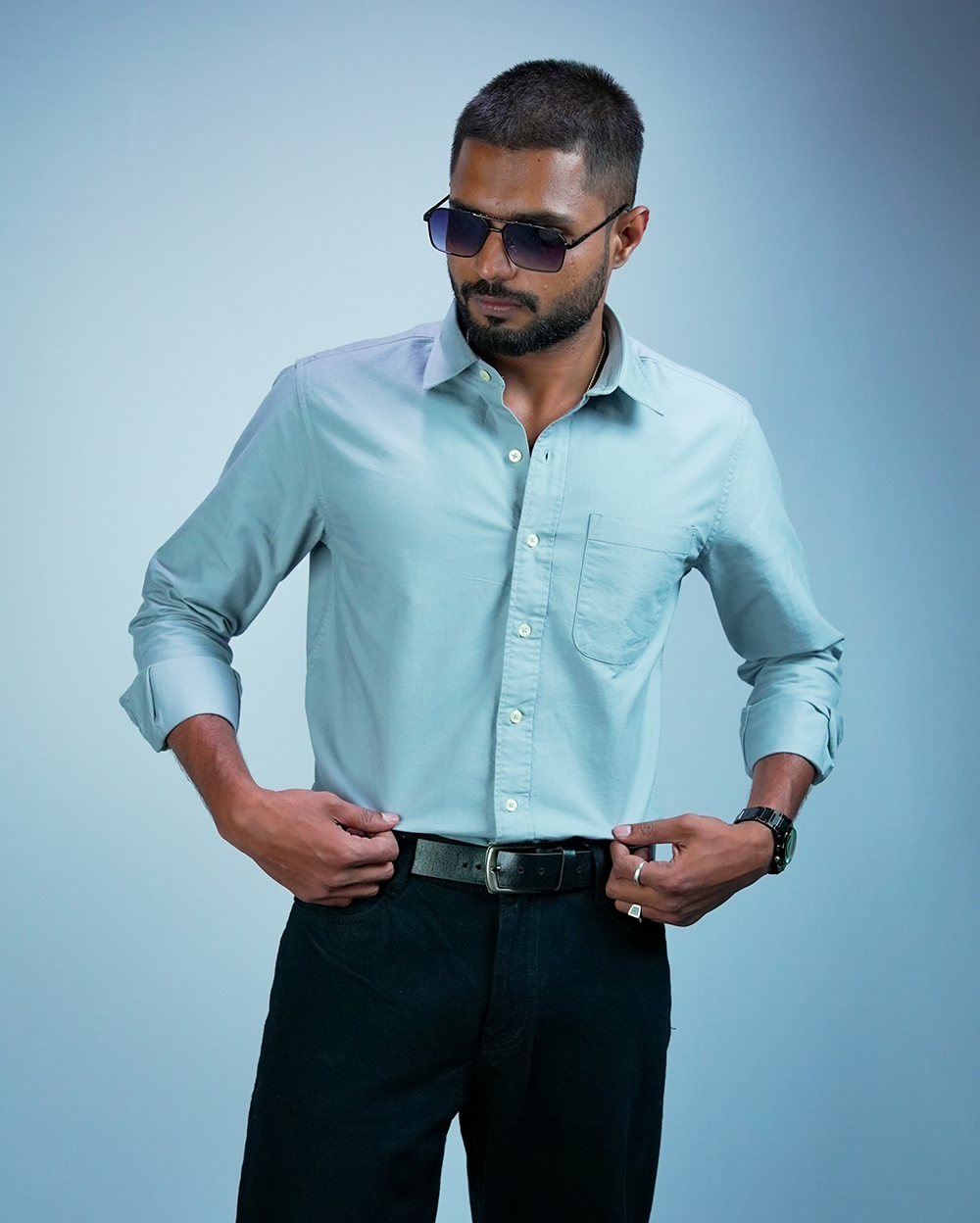 Light Grey Cotton Shirt for Men/Regular fit full Sleeve Plain Casual shirt