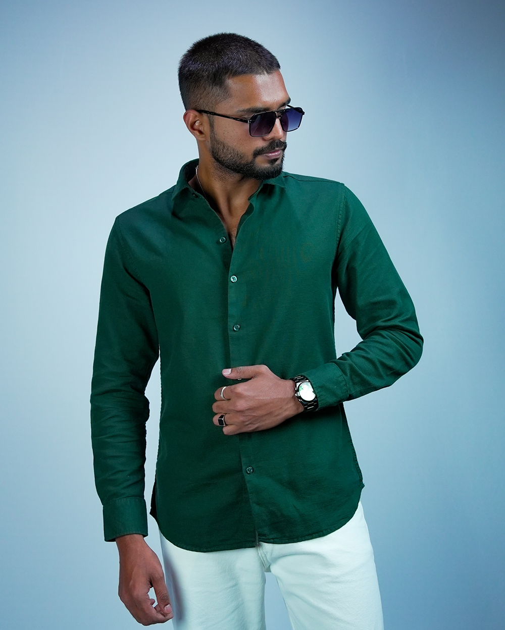 Dark Green Sestet slim fit Shirt for Men