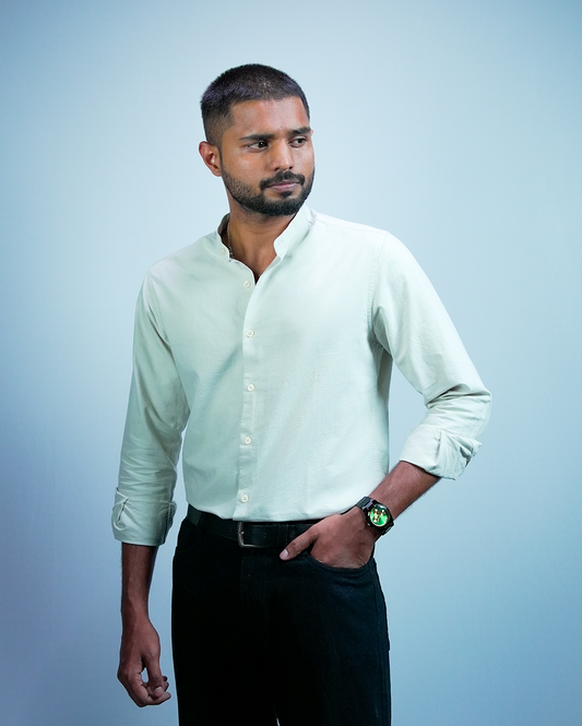 Seaglass C-Collar Shirt for Men/Regular fit full Sleeve Plain Casual shirt