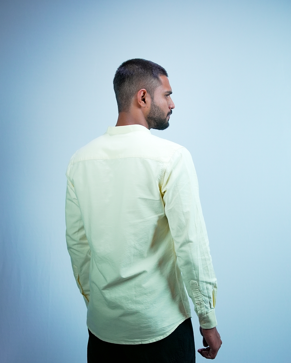 Yellow C-Collar Shirt for Men/Regular fit full Sleeve Plain Casual shirt
