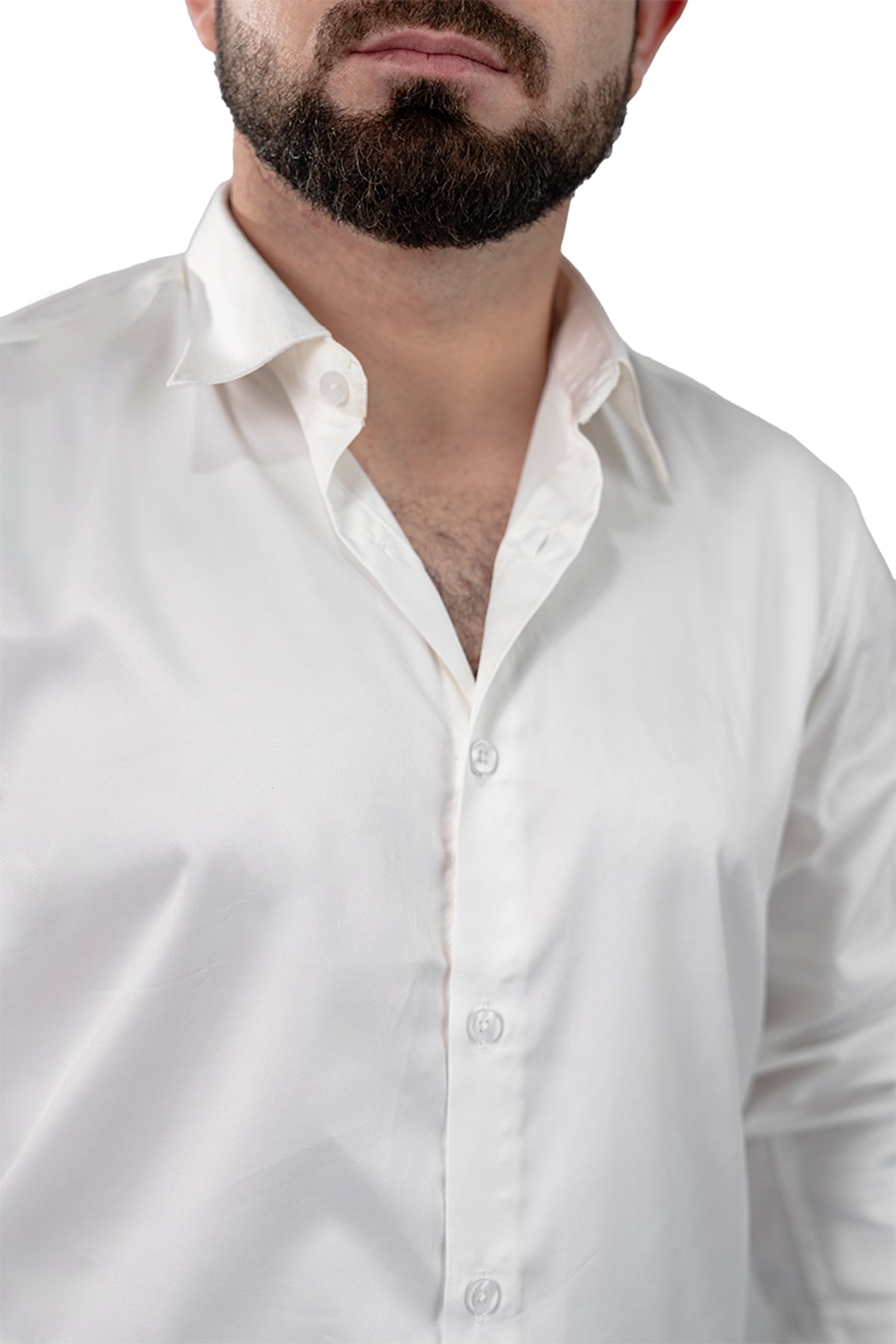 White Men's Satin Slim Fit Shirt