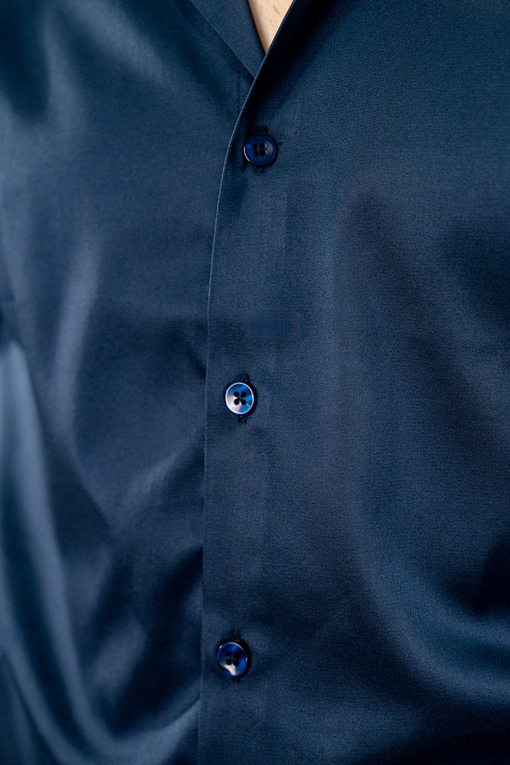 Navy Blue Men's Satin Slim Fit Shirt
