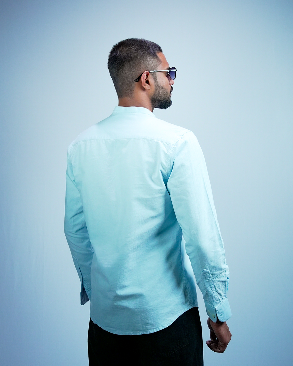 Sky Blue C-Collar Shirt for Men/Regular fit full Sleeve Plain Casual shirt