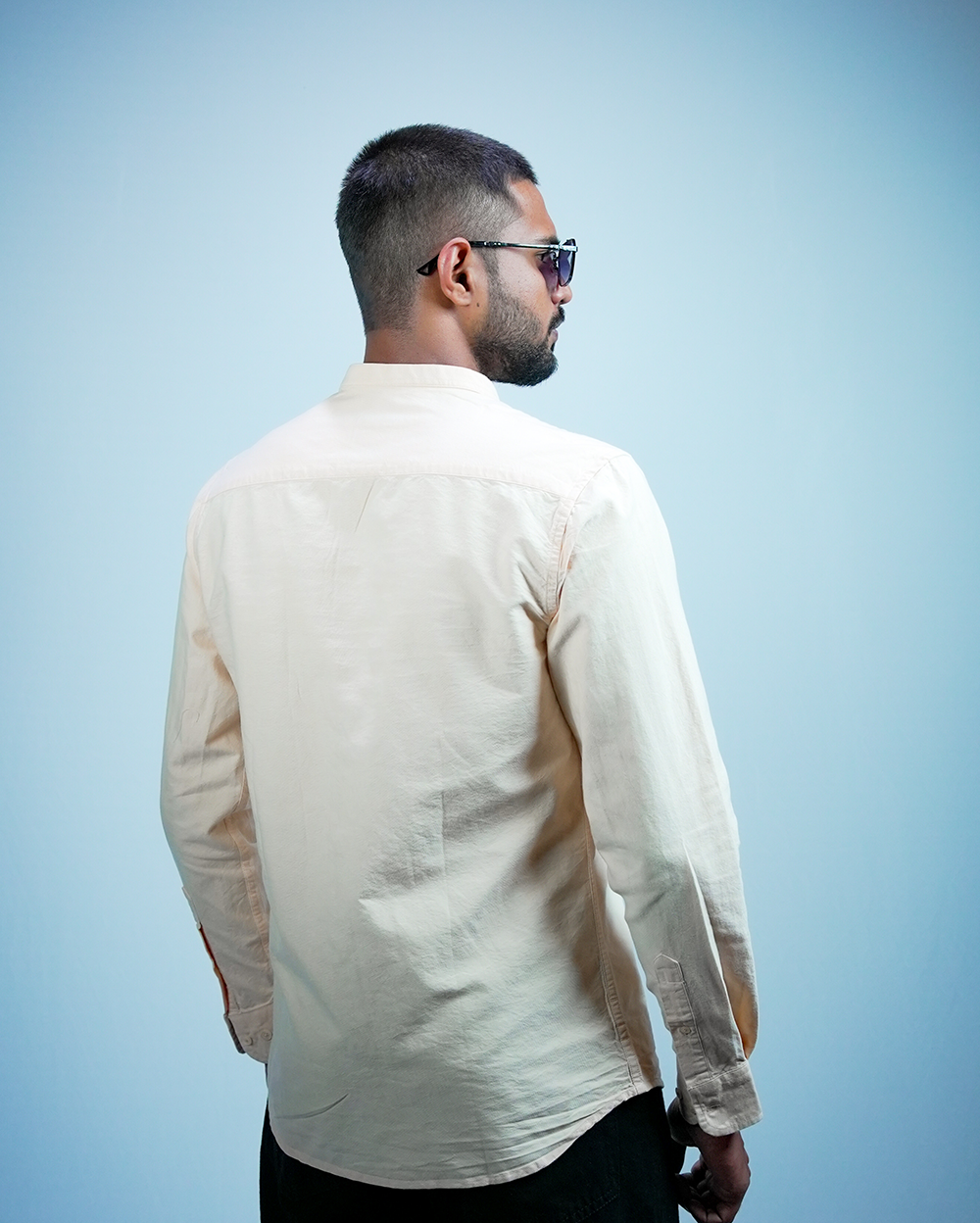 Soft Beige C-Collar Shirt for Men/Regular fit full Sleeve Plain Casual shirt
