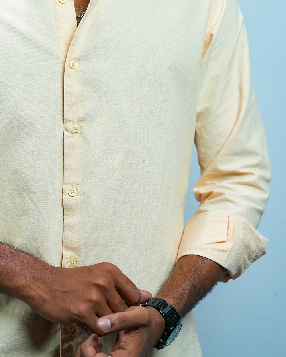 Soft Beige C-Collar Shirt for Men/Regular fit full Sleeve Plain Casual shirt