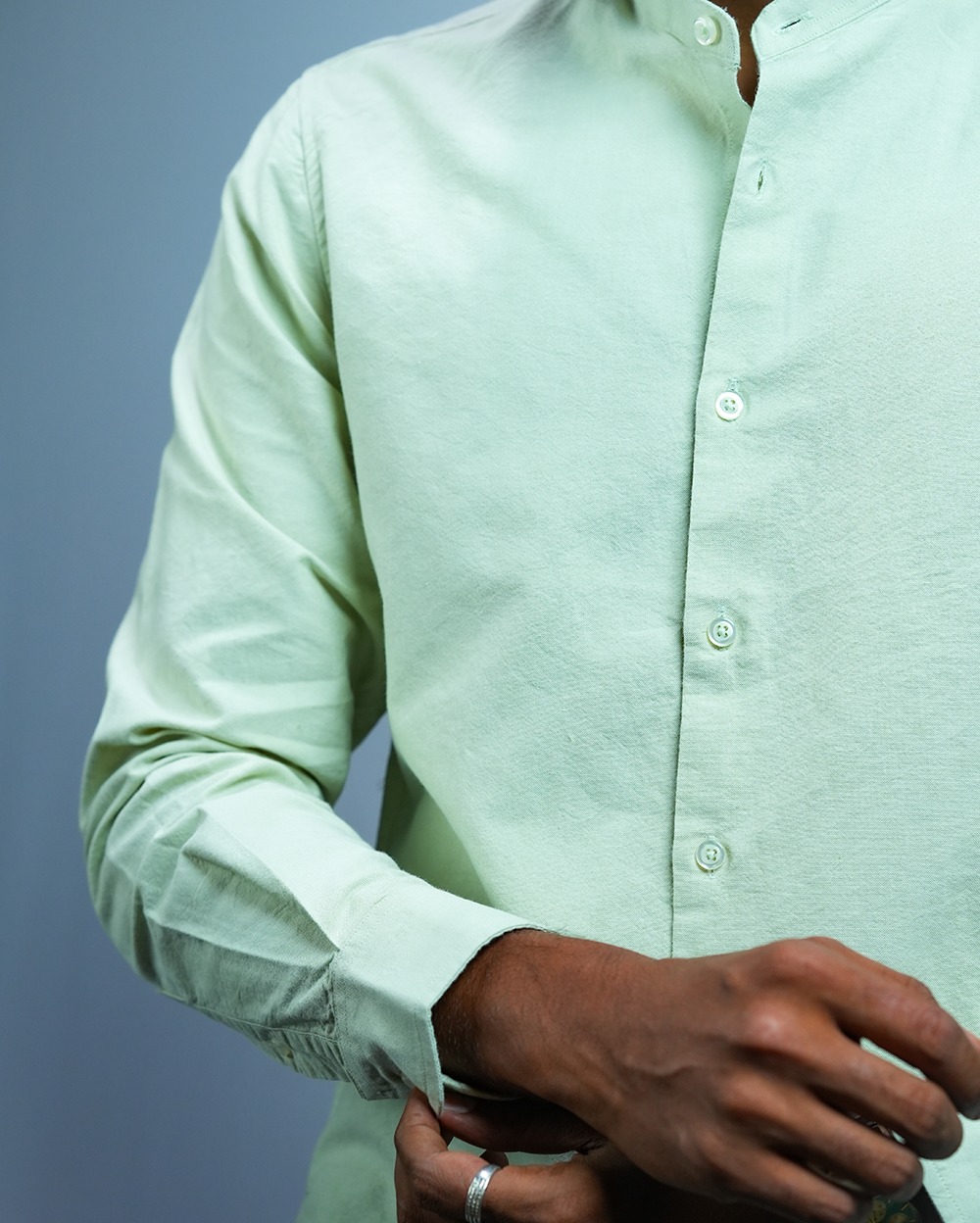 Green C-Collar Shirt for Men/Regular fit full Sleeve Plain Casual shirt