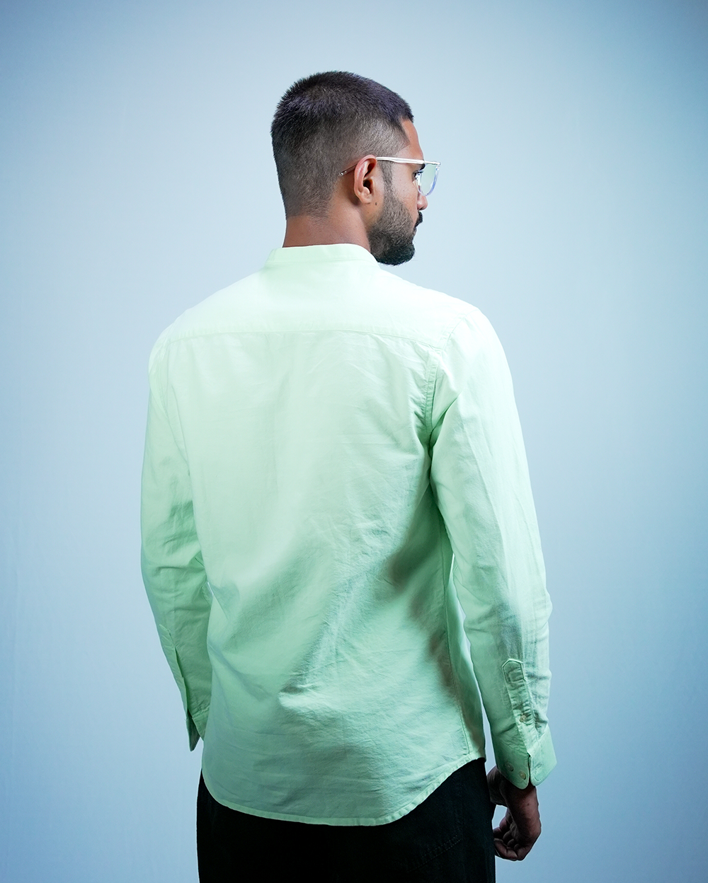 Light Green C-Collar Shirt for Men/Regular fit full Sleeve Plain Casual shirt