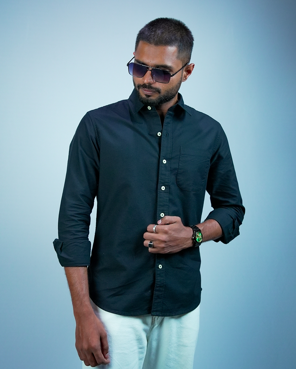 Black Cotton Shirt for Men/Regular fit full Sleeve Plain Casual shirt