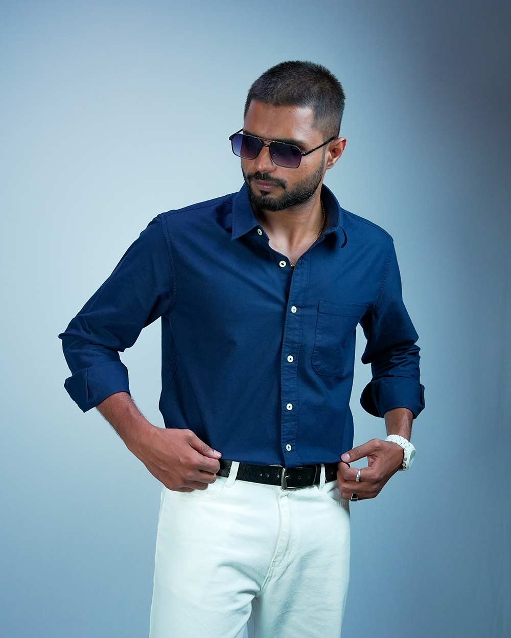 Navy Blue Cotton Shirt for Men/Regular fit full Sleeve Plain Casual shirt