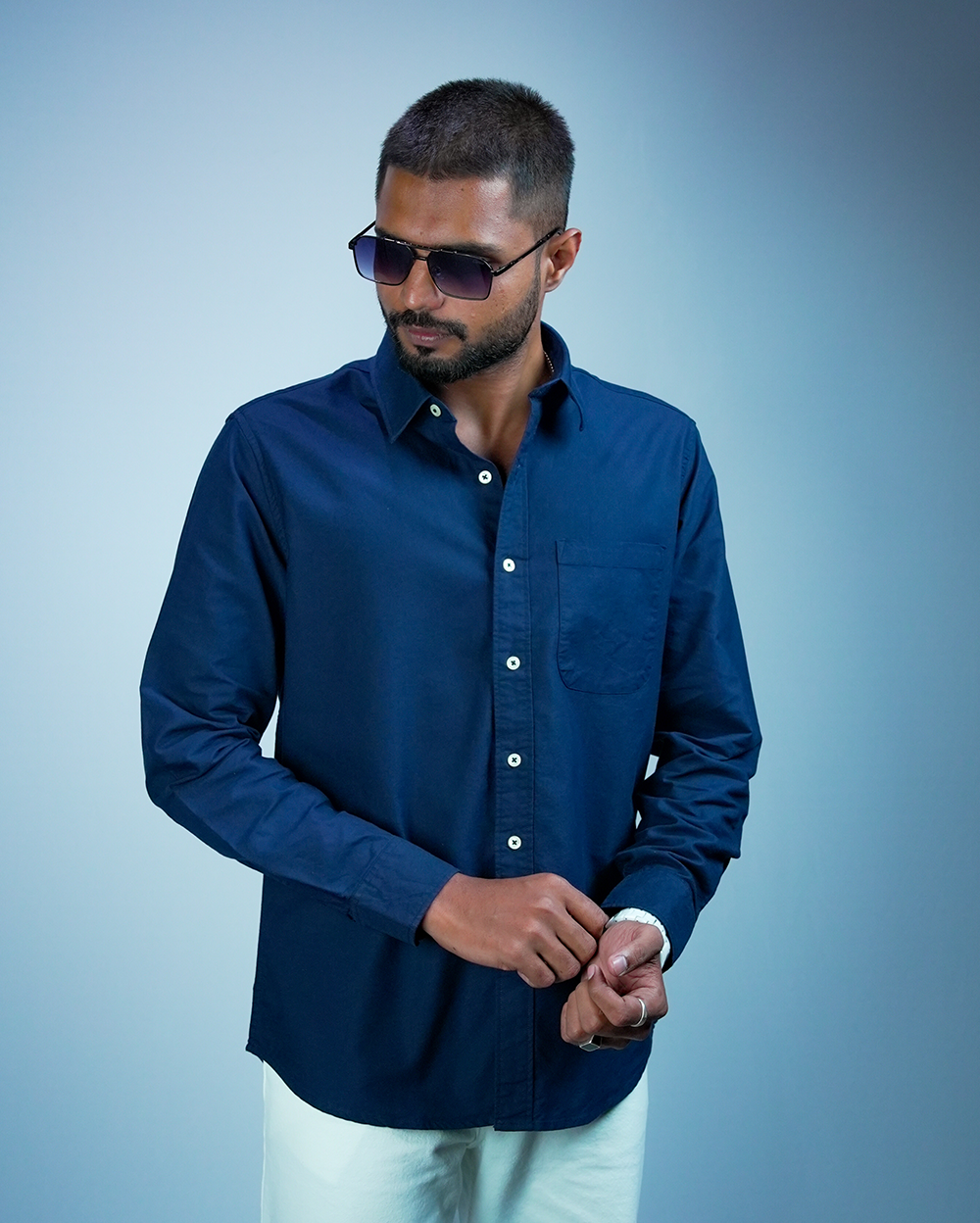 Navy Blue Cotton Shirt for Men/Regular fit full Sleeve Plain Casual shirt