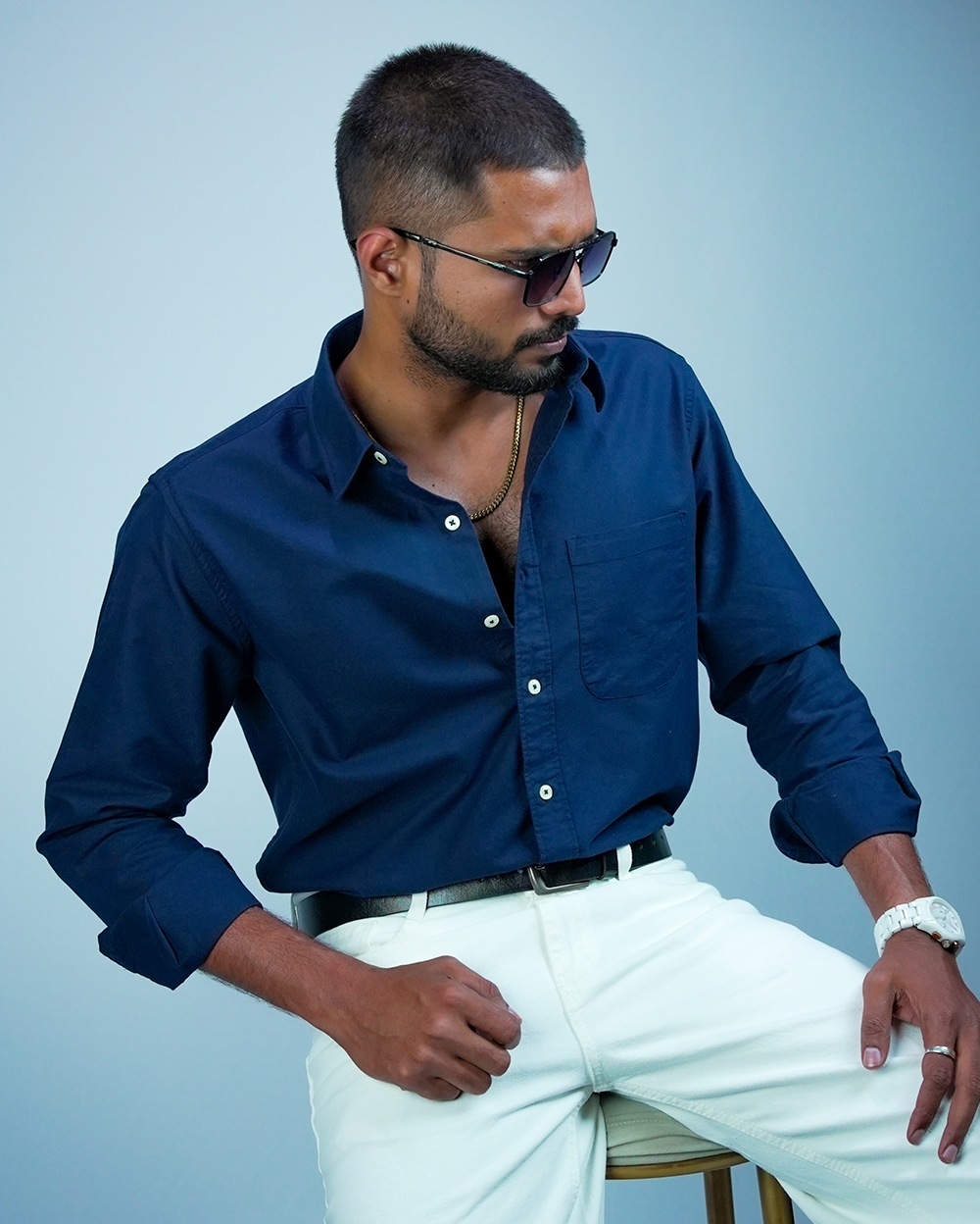 Navy Blue Cotton Shirt for Men/Regular fit full Sleeve Plain Casual shirt