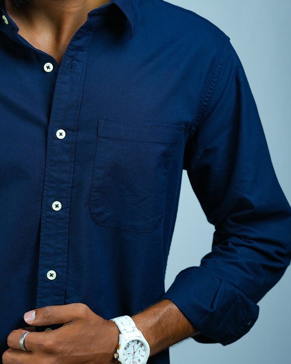 Navy Blue Cotton Shirt for Men/Regular fit full Sleeve Plain Casual shirt