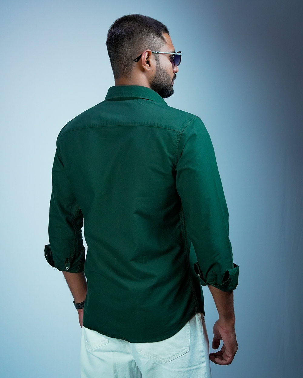 Dark Green Cotton Shirt for Men/Regular fit full Sleeve Plain Casual shirt