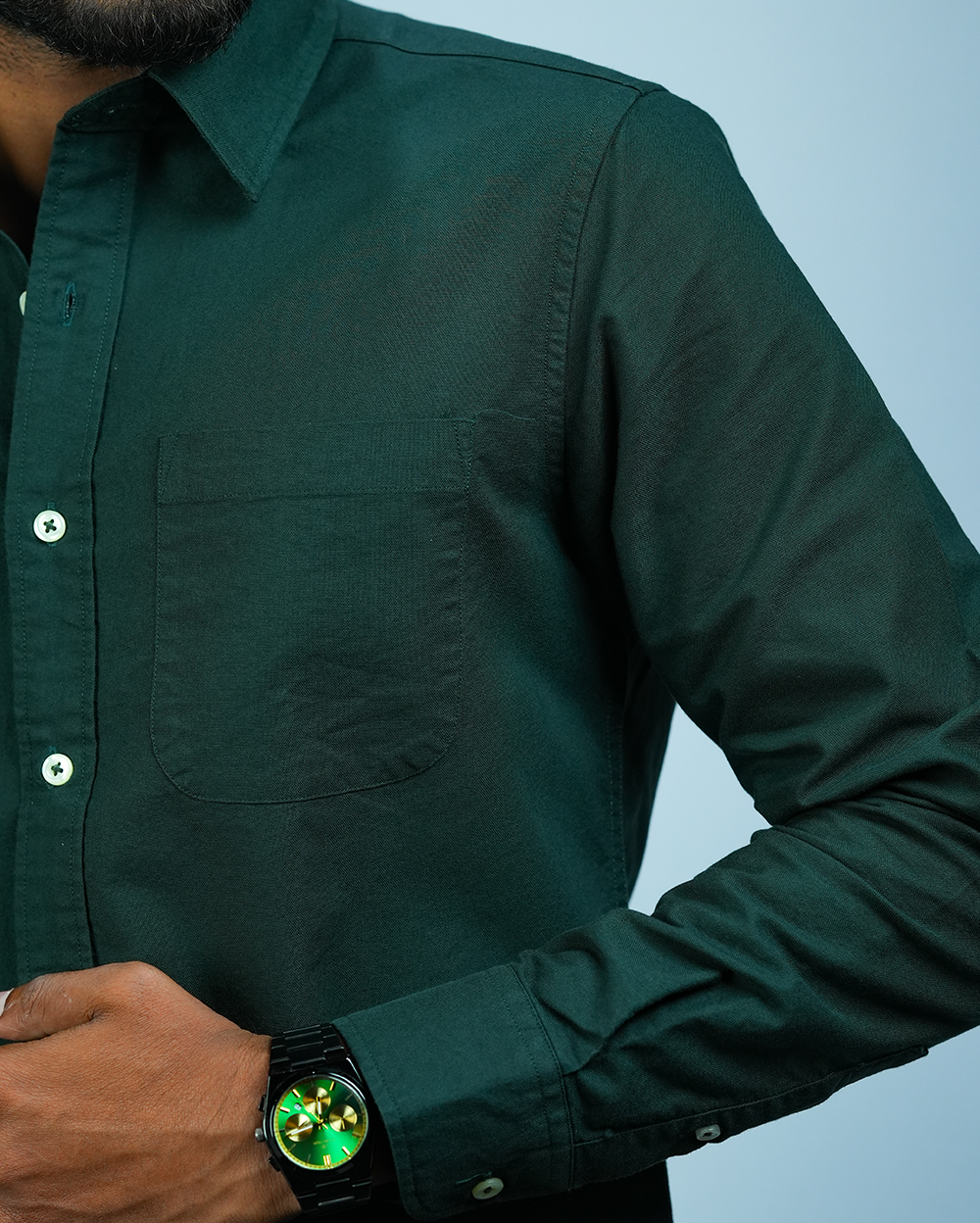 Dark Green Cotton Shirt for Men/Regular fit full Sleeve Plain Casual shirt