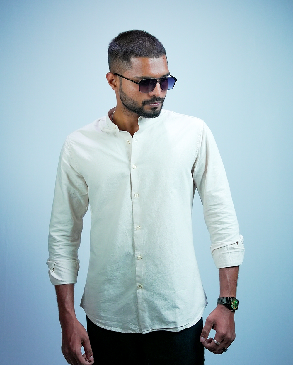 Lvory C-Collar Shirt for Men/Regular fit full Sleeve Plain Casual shirt