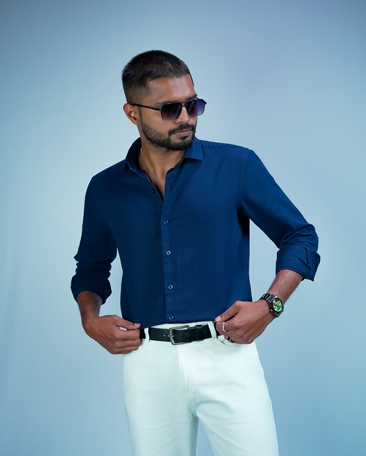 Navy Blue Sestet slim fit Shirt for Men