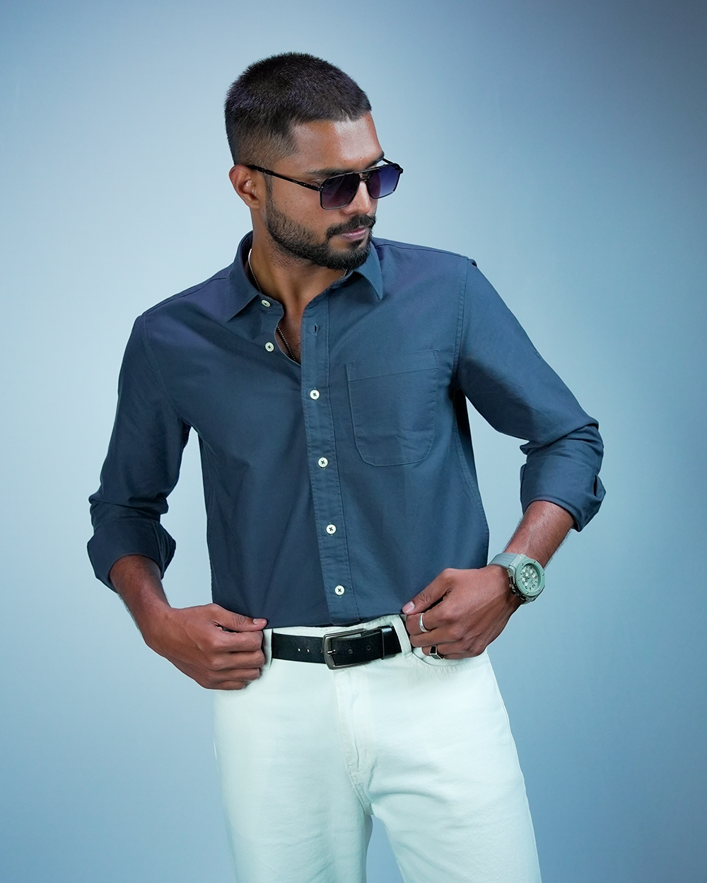 Denim Cotton Shirt for Men/Regular fit full Sleeve Plain Casual shirt