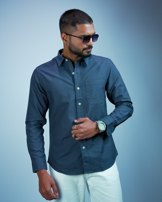 Denim Cotton Shirt for Men/Regular fit full Sleeve Plain Casual shirt