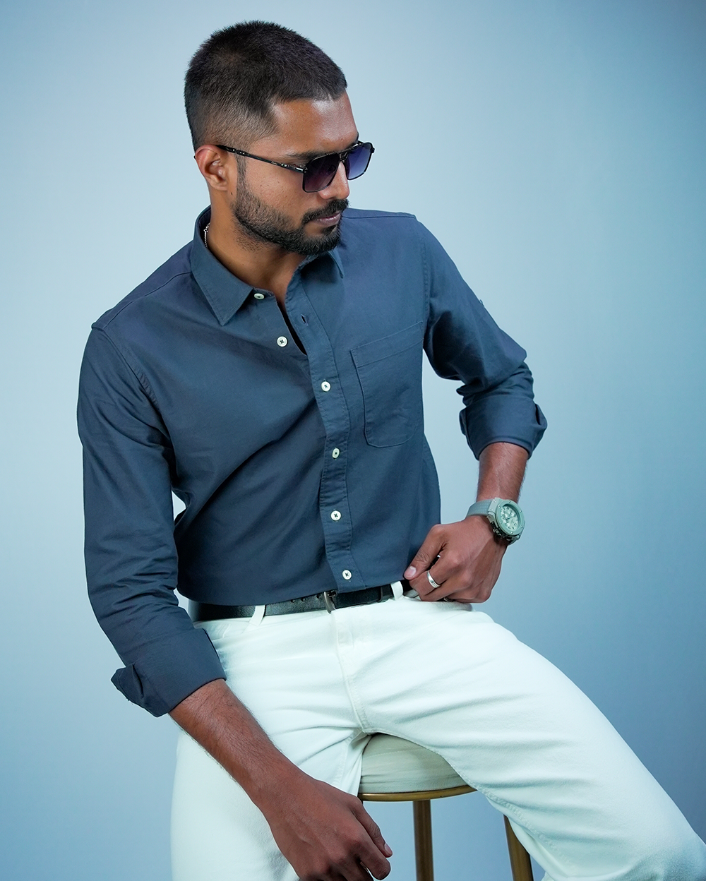 Denim Cotton Shirt for Men/Regular fit full Sleeve Plain Casual shirt