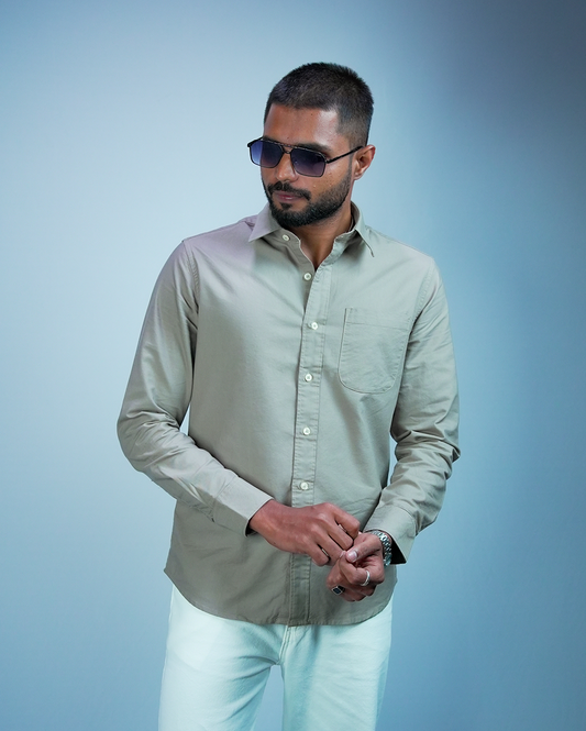 Light Taupe Cotton Shirt for Men/Regular fit full Sleeve Plain Casual shirt
