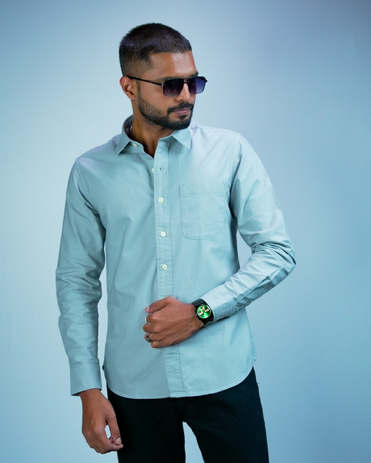 Light Grey Cotton Shirt for Men/Regular fit full Sleeve Plain Casual shirt