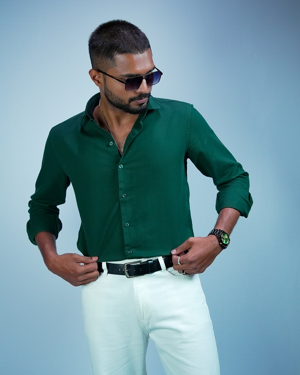 Dark Green Sestet slim fit Shirt for Men