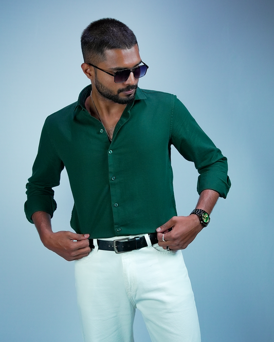 Dark Green Sestet slim fit Shirt for Men