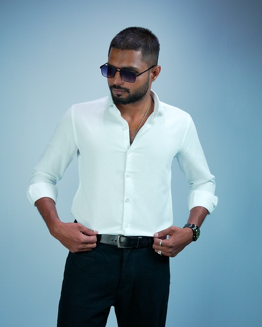 White Sestet slim fit Shirt for Men
