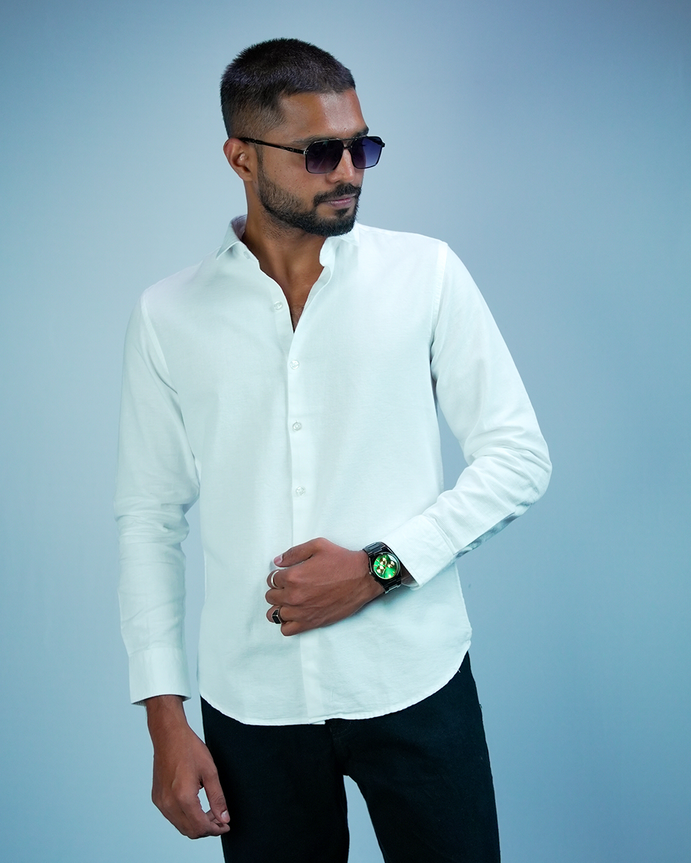 White Sestet slim fit Shirt for Men